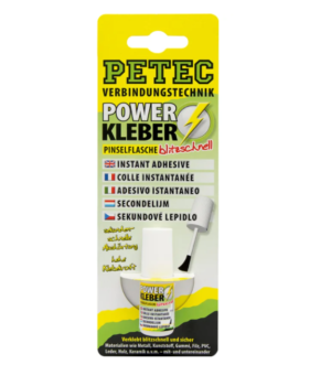 Petec Power Kleber blitzschnell Pinselflasche 93404, 4g